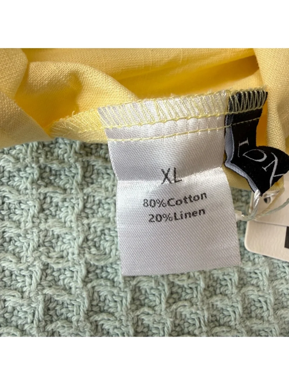 NWT Lomon Crochet Linen Blend Tunic Womens XL Butter Yellow Boho Resort Shirt